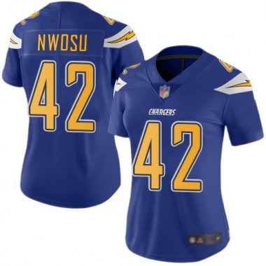 Los Angeles Chargers NFL Football Uchenna Nwosu Electric Blue Jersey Women Limited #42 Rush Vapor Untouchable->women nfl jersey->Women Jersey